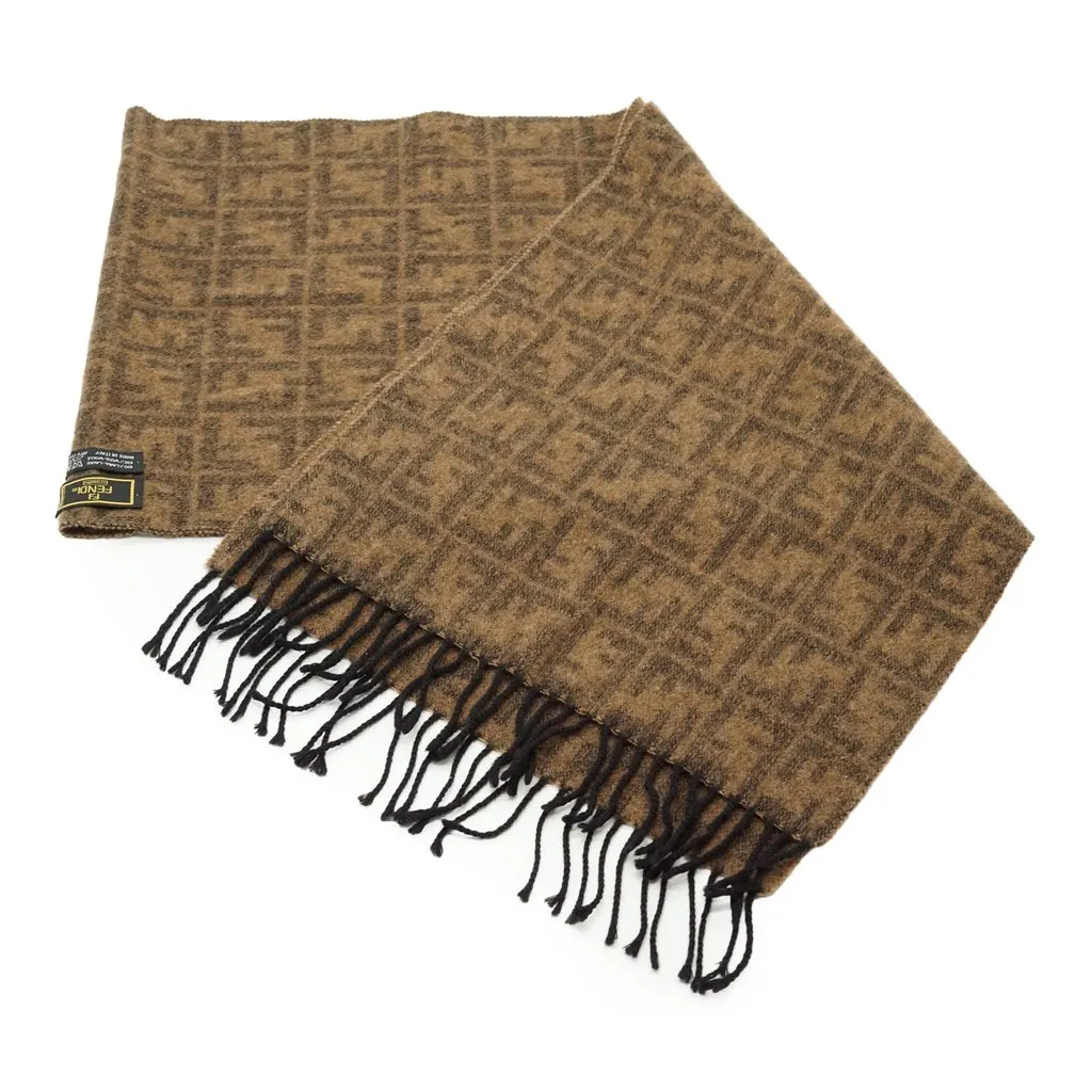Fendi Scarf Brown Wool Good - Model View