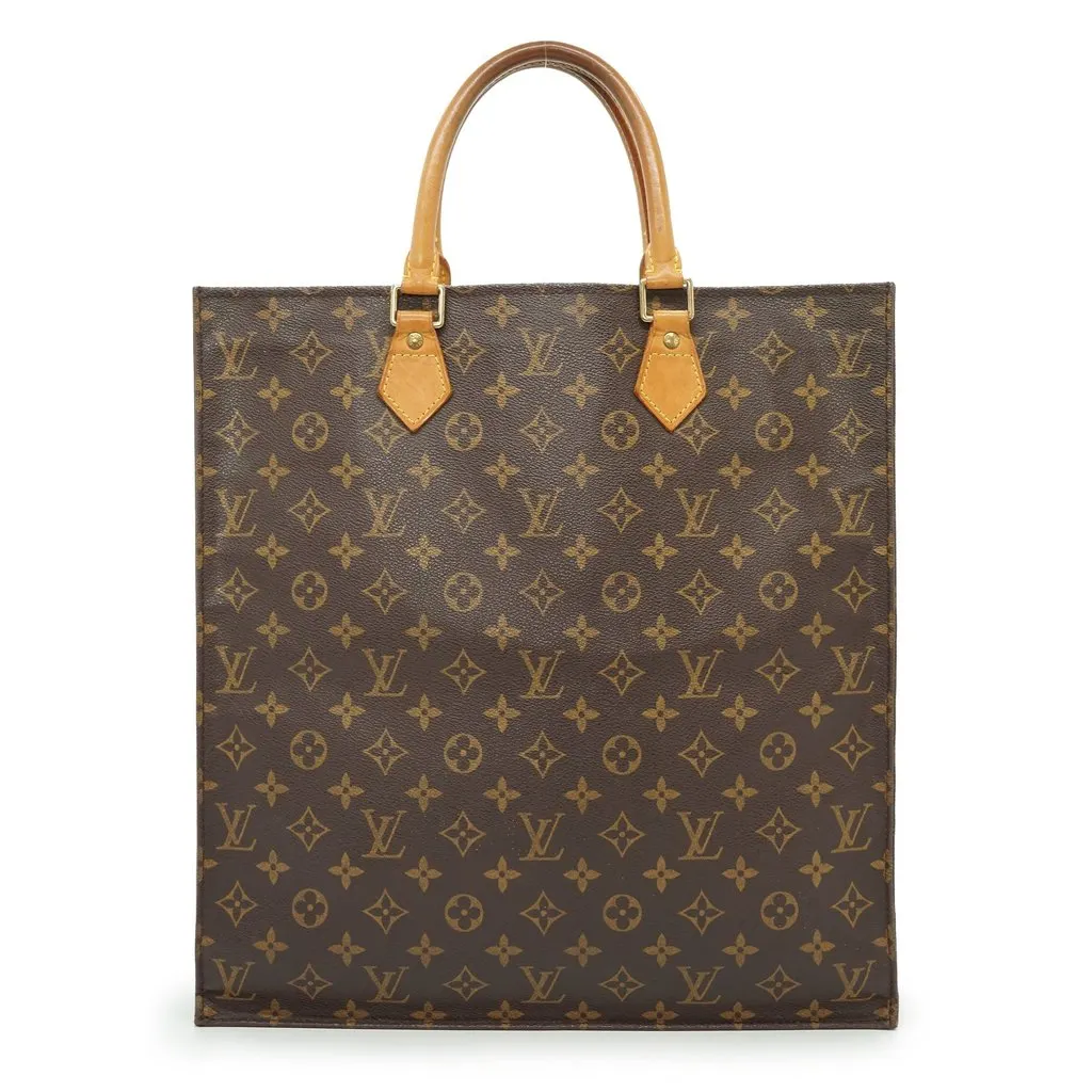 Louis Vuitton Tote Bag Vintage Plat Brown Canvas Good - Back View