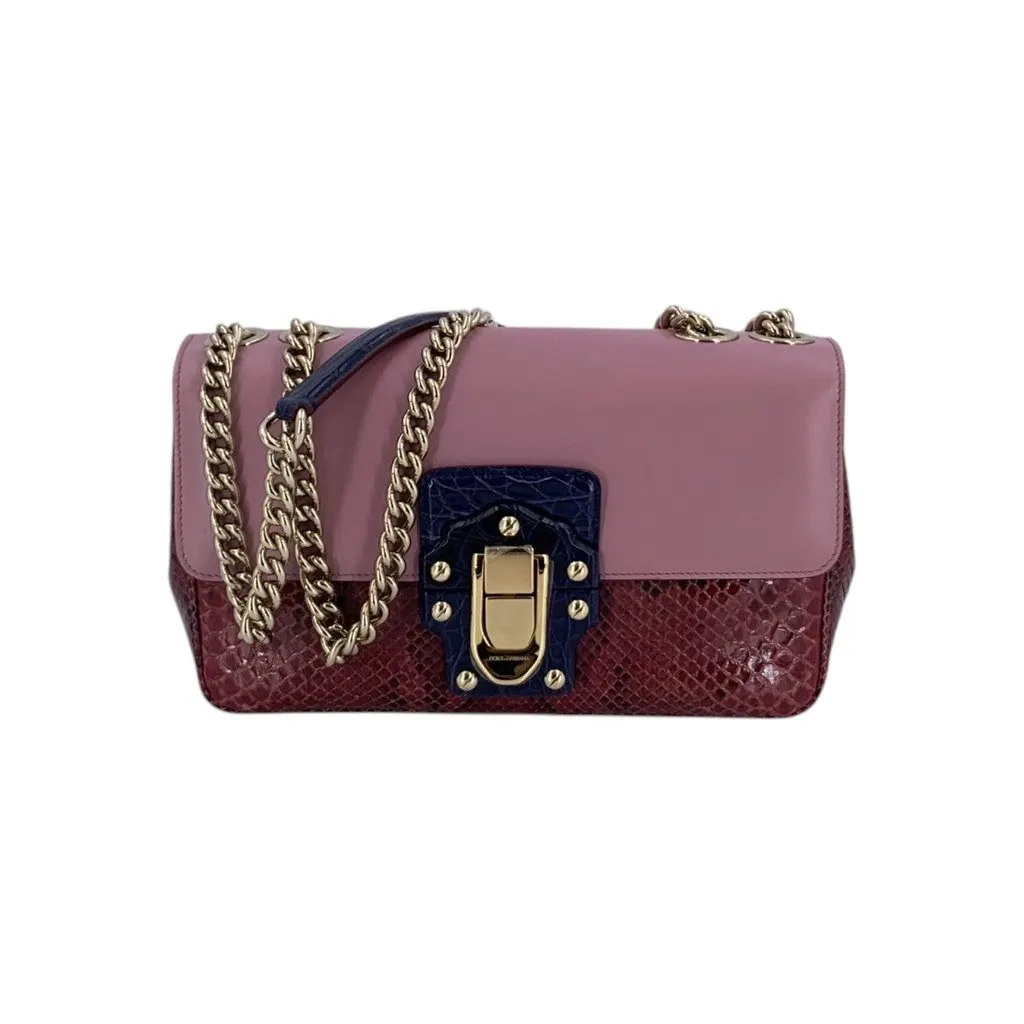 Dolce & Gabbana Shoulder Bag Lucia Navy Leather Good - Front View