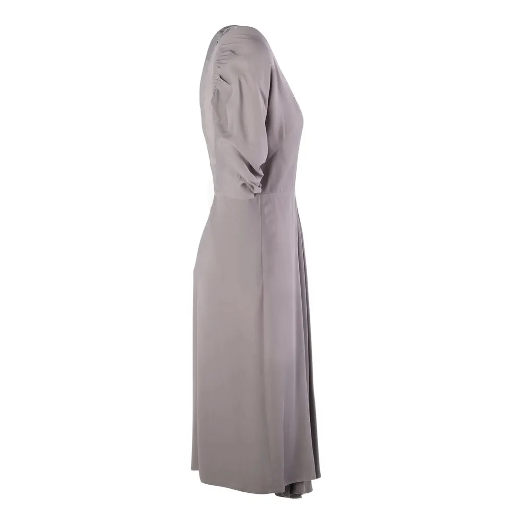 Prada Grey Ruched Sleeve Draped Midi Dress -'10S Grey Good - Back View