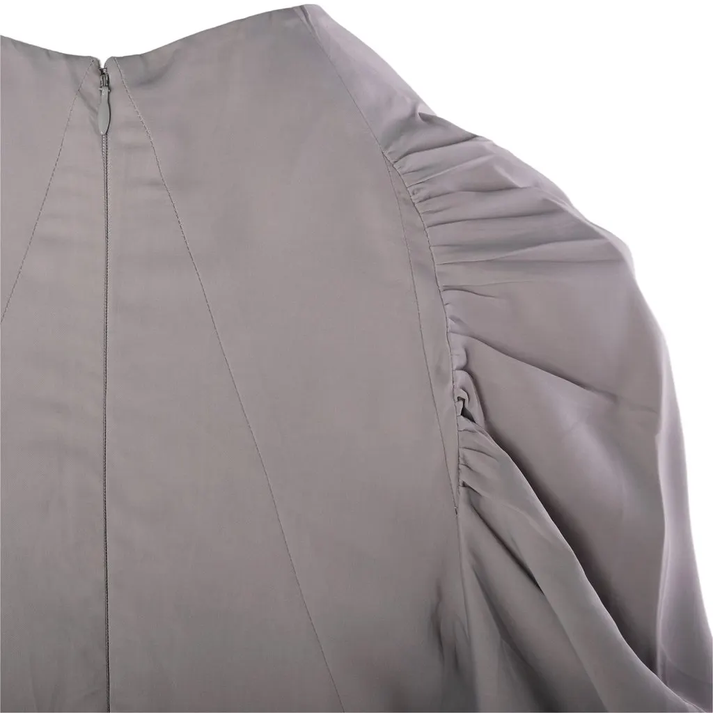 Prada Grey Ruched Sleeve Draped Midi Dress -'10S Grey Good - Model View
