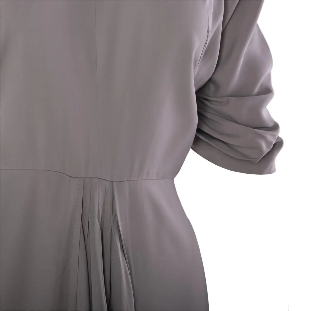 Prada Grey Ruched Sleeve Draped Midi Dress -'10S Grey Good - Box View