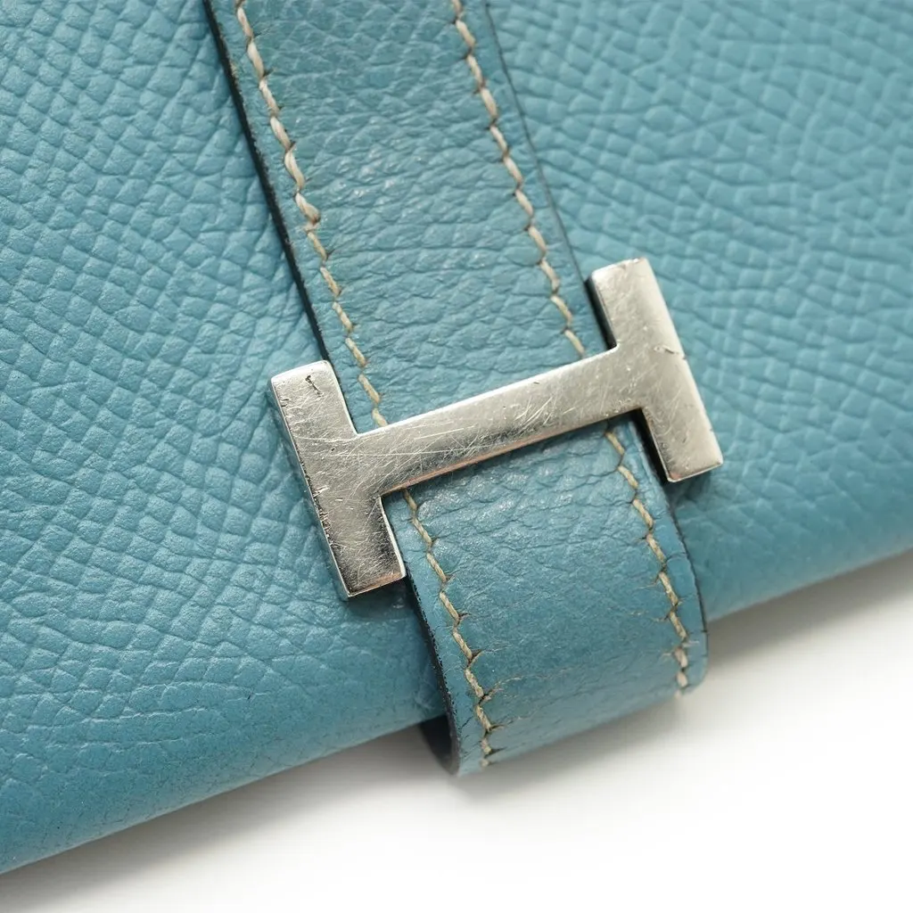 Hermès Wallet Blue Leather Good - Inside View
