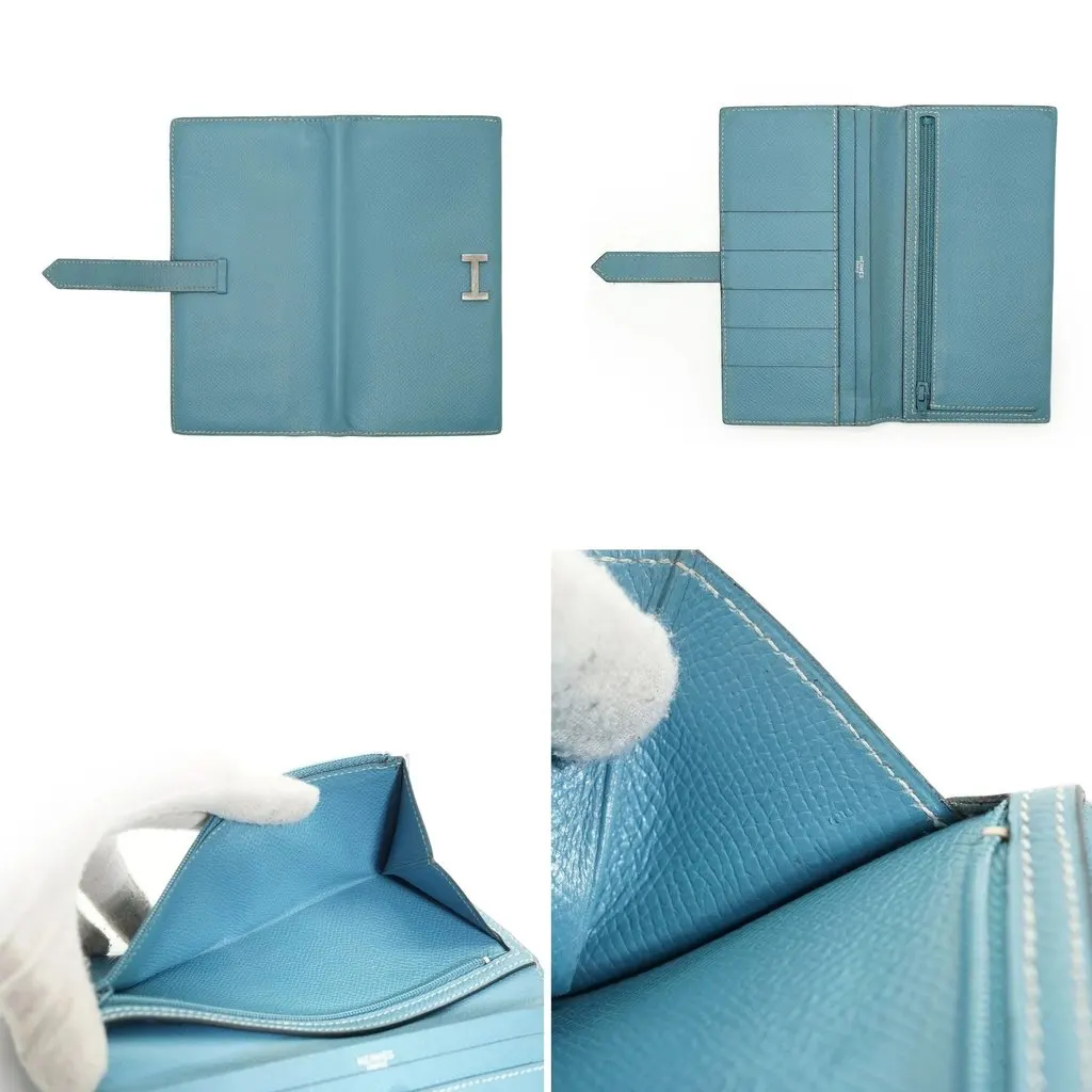 Hermès Wallet Blue Leather Good - Box View