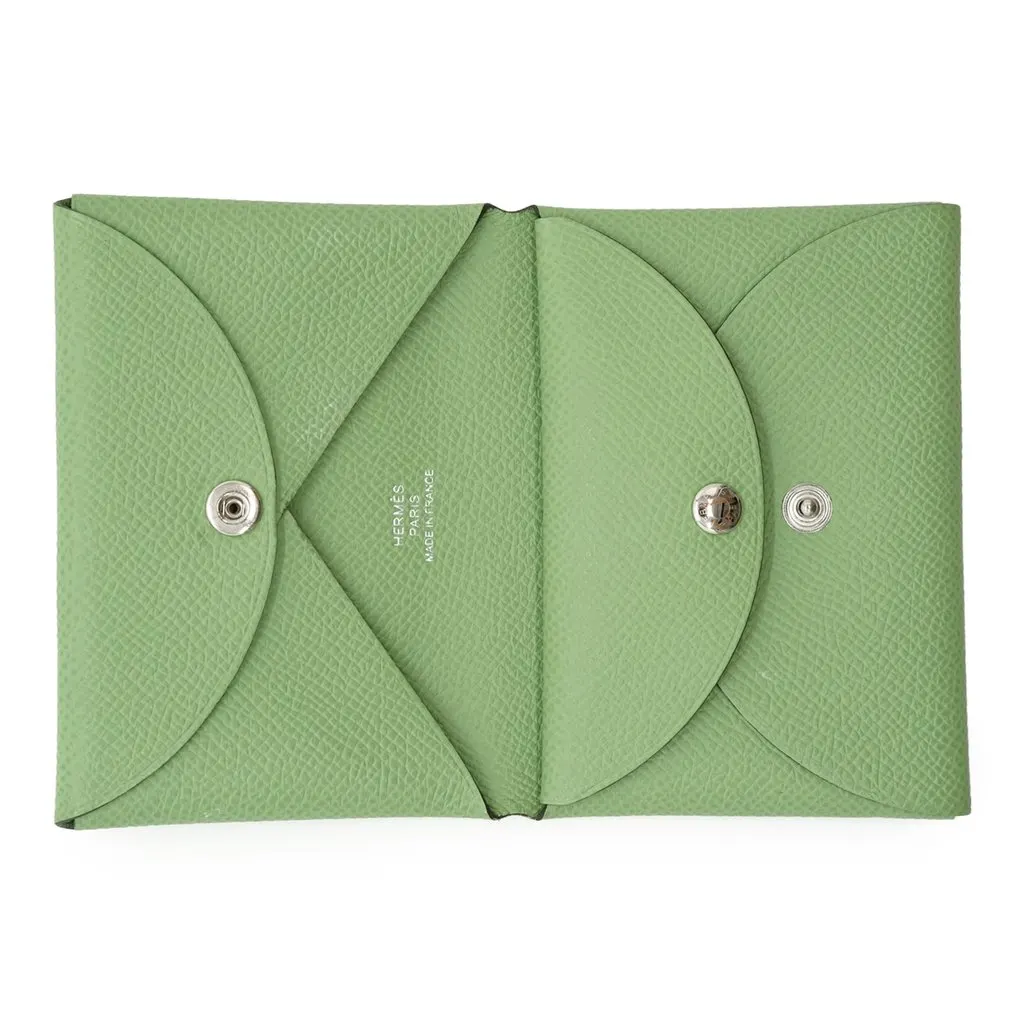 Hermès Wallet Green Leather Good - Inside View