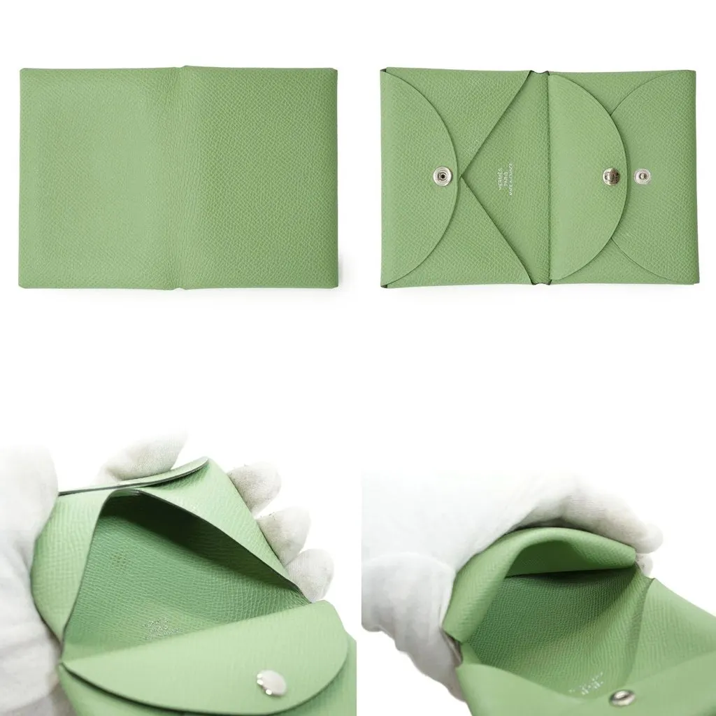 Hermès Wallet Green Leather Good - Box View