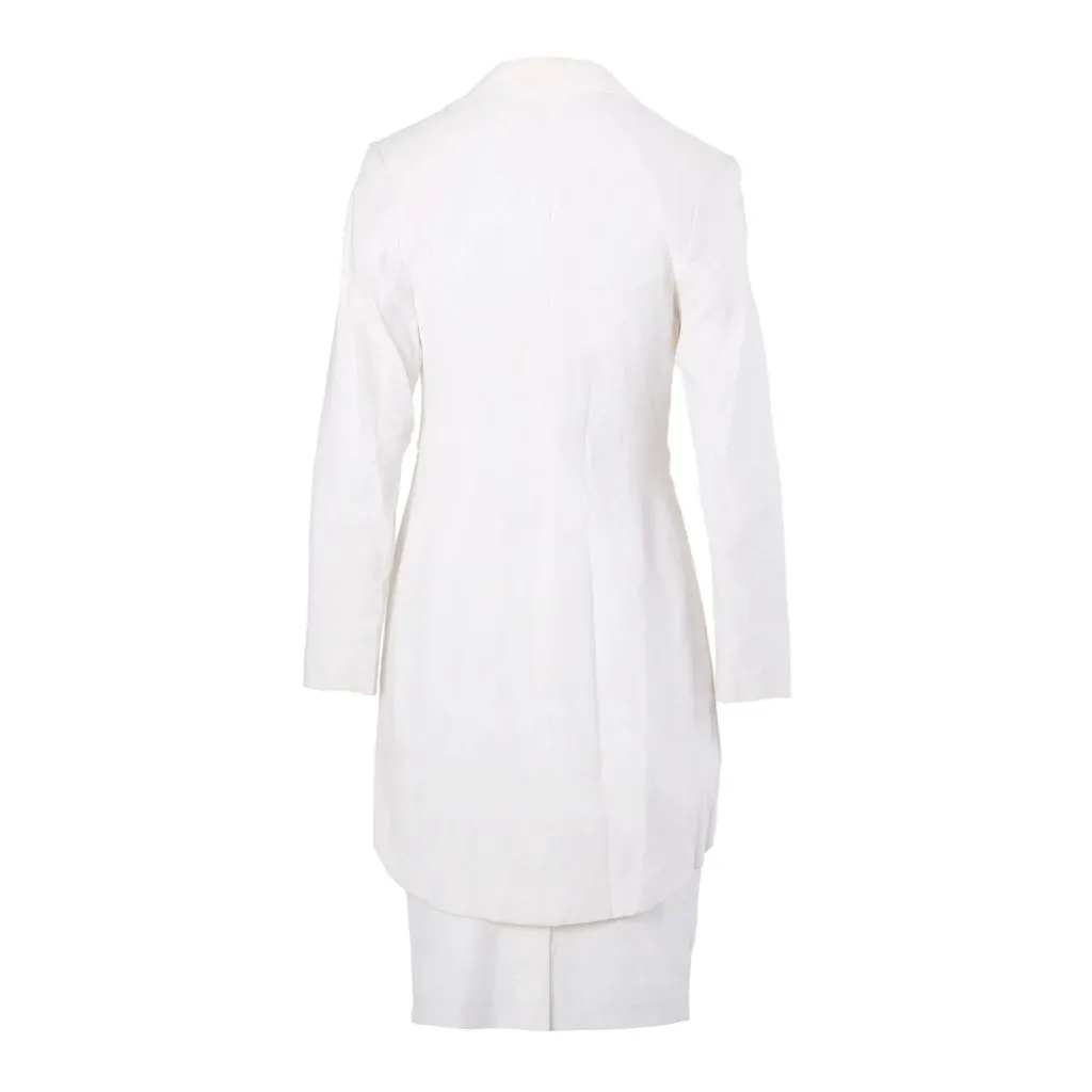 Unsigned Claude Barthélémy Paris Embellished White Tuxedo Skirt Suit - '90s White Cotton Good - Inside View
