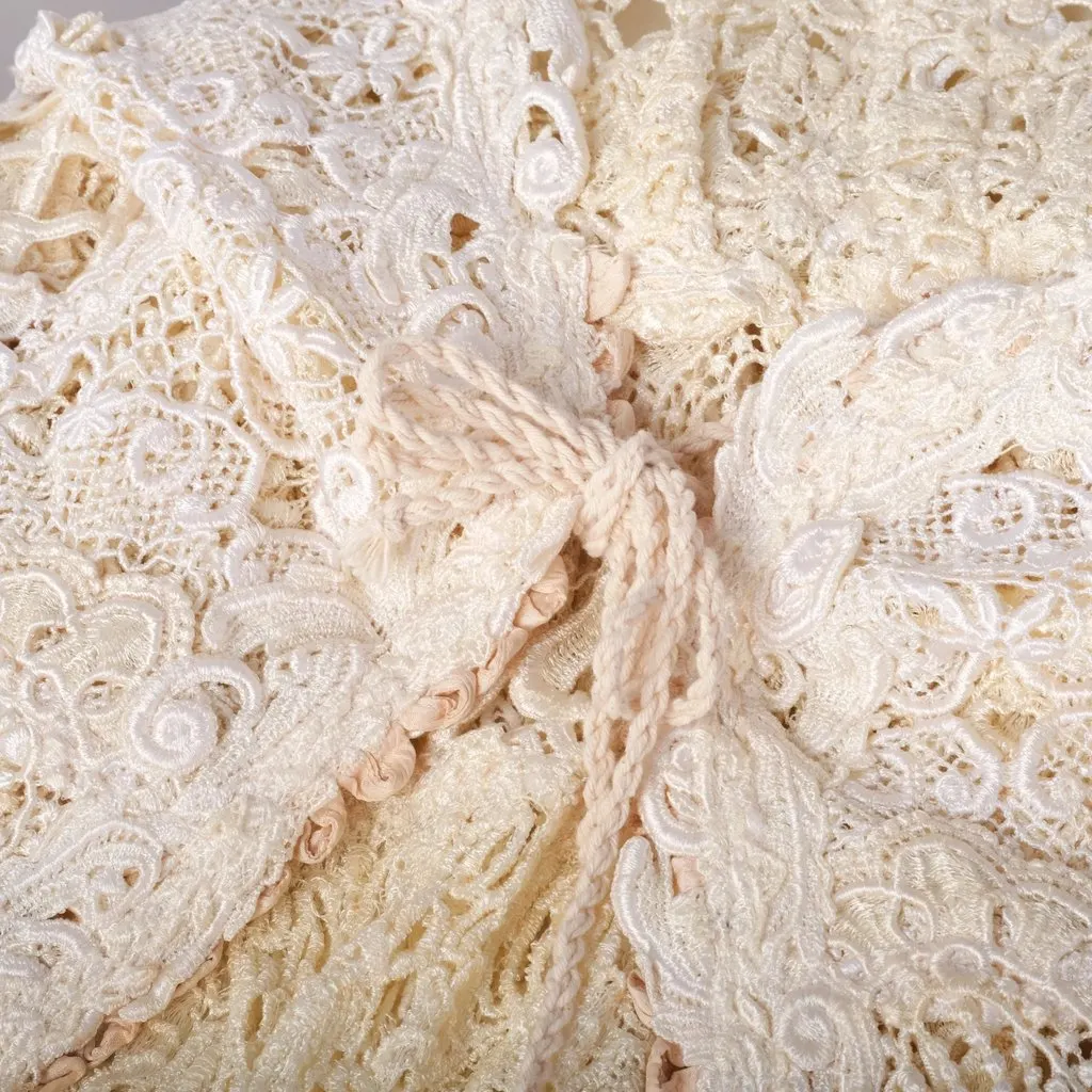 Dolce & Gabbana D&G Ivory Crochet Lace Fringe Maxi Cardigan - '00s White Lace Good - Model View