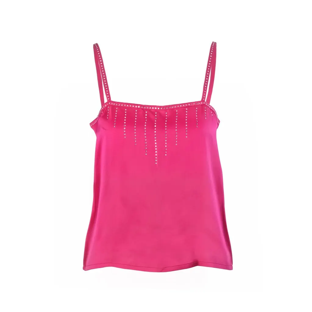 Unsigned Louis Féraud Pink Silk Rhinestone Camisole Top - '90s