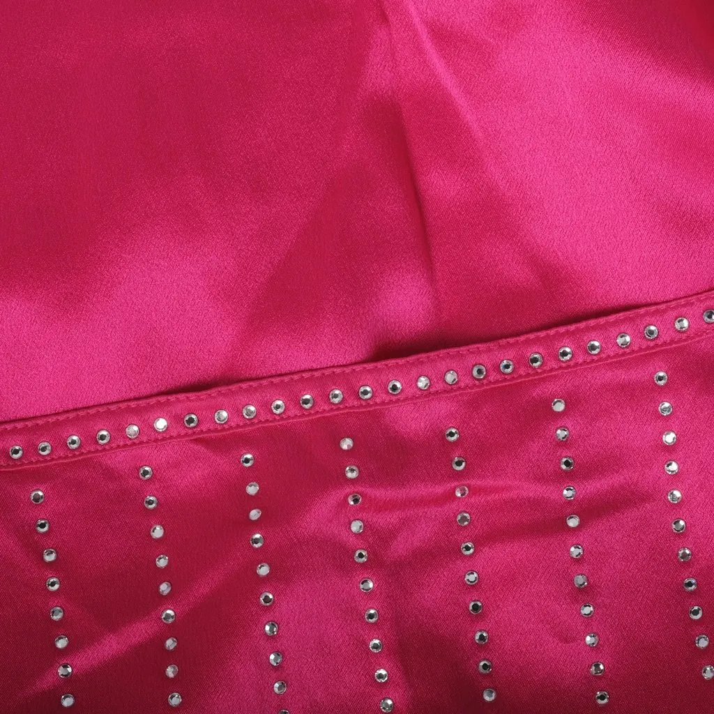 Unsigned Louis Féraud Pink Silk Rhinestone Camisole Top - '90s Pink Silk Good - Model View