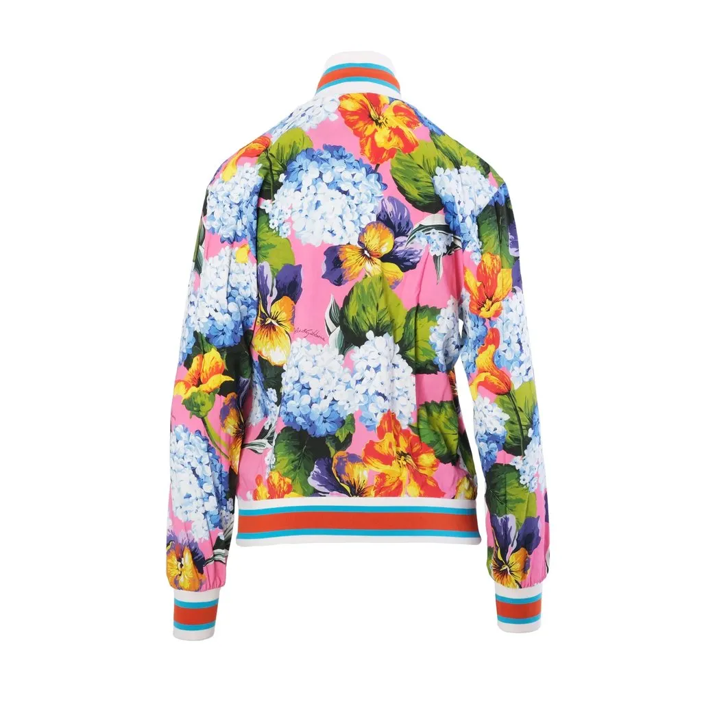Dolce & Gabbana Pink Floral Print Bomber Jacket - '20s Pink Denim Good - Inside View