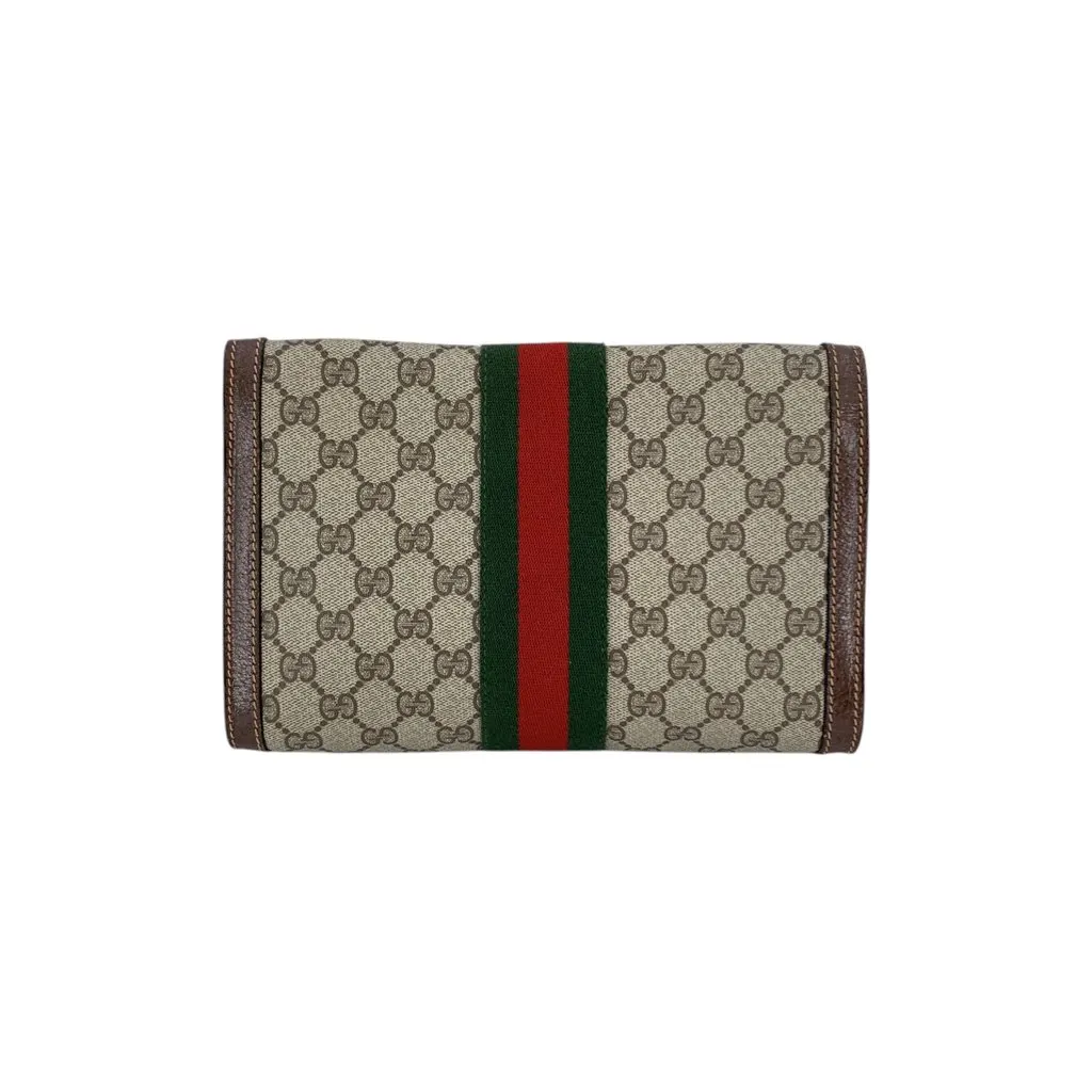 Gucci Clutch Bag Vintage Ophidia Brown Canvas Good - Inside View