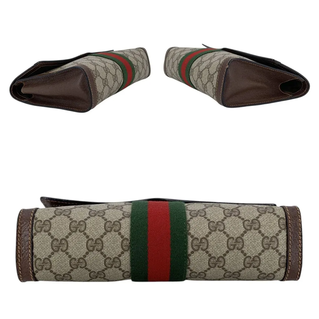 Gucci Clutch Bag Vintage Ophidia Brown Canvas Good - Model View