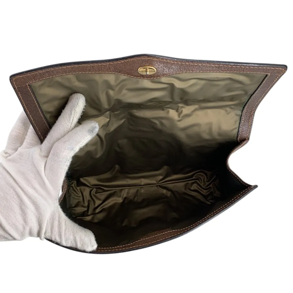 Gucci Clutch Bag Vintage Ophidia Brown Canvas Good - Box View