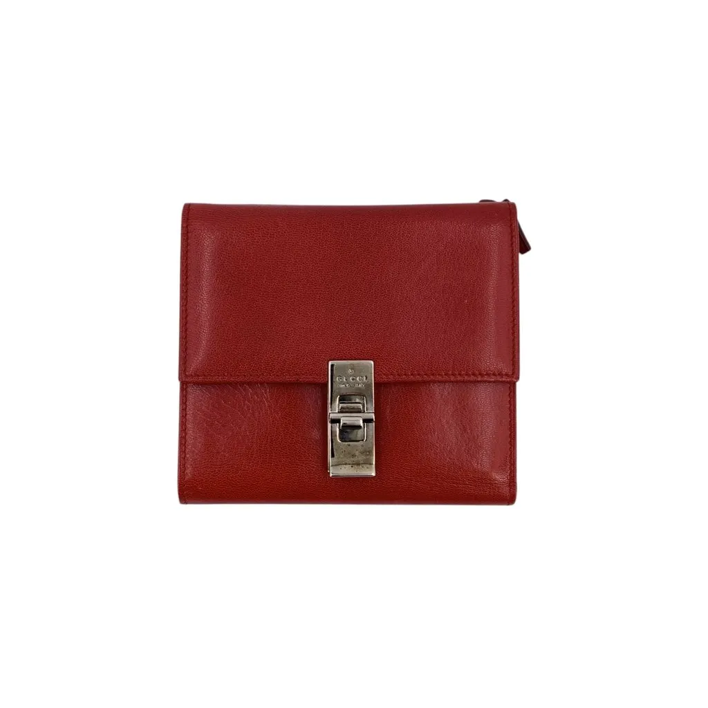 Gucci Wallet Red Leather Good - Front View