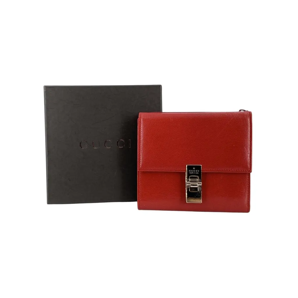 Gucci Wallet Red Leather Good - Back View