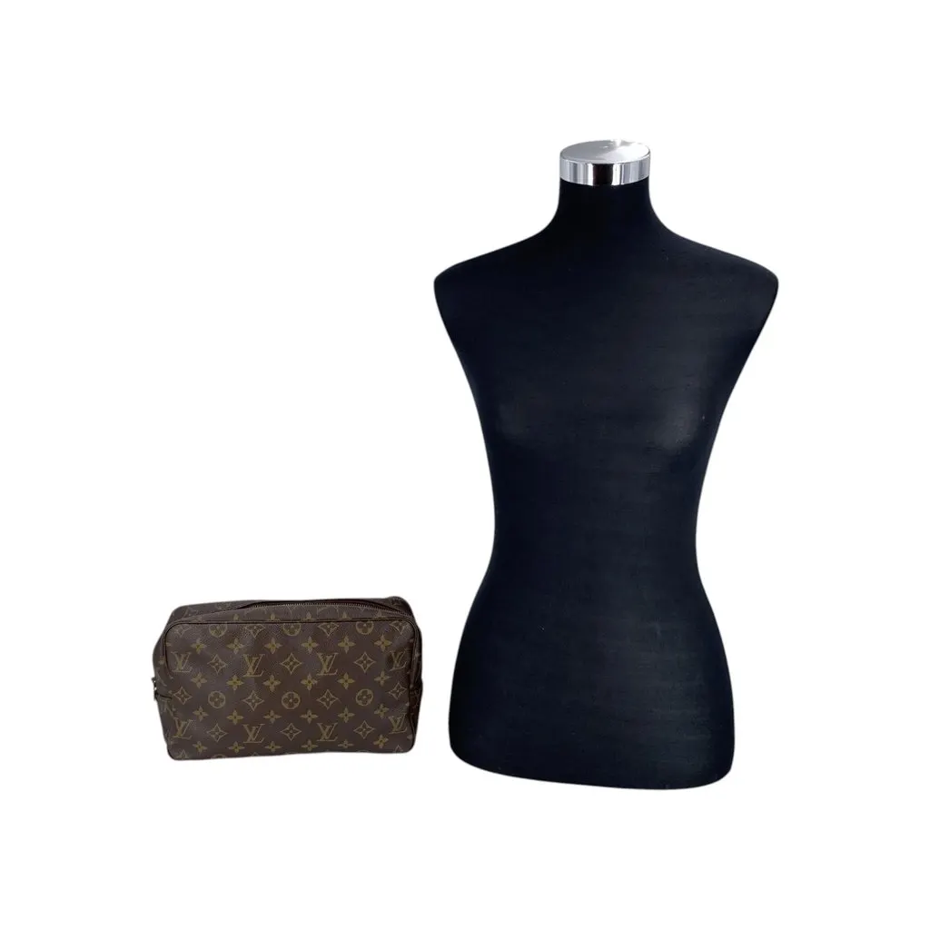 Louis Vuitton Clutch Bag Vintage Trousse de Toilette Brown Canvas Good - Back View