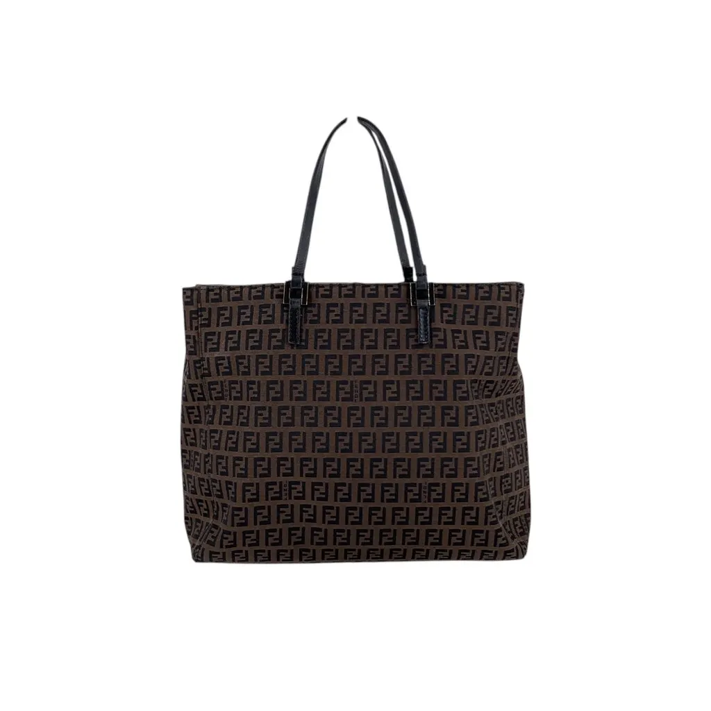 Fendi Tote Bag Vintage Zucchino Black Canvas Good - Front View
