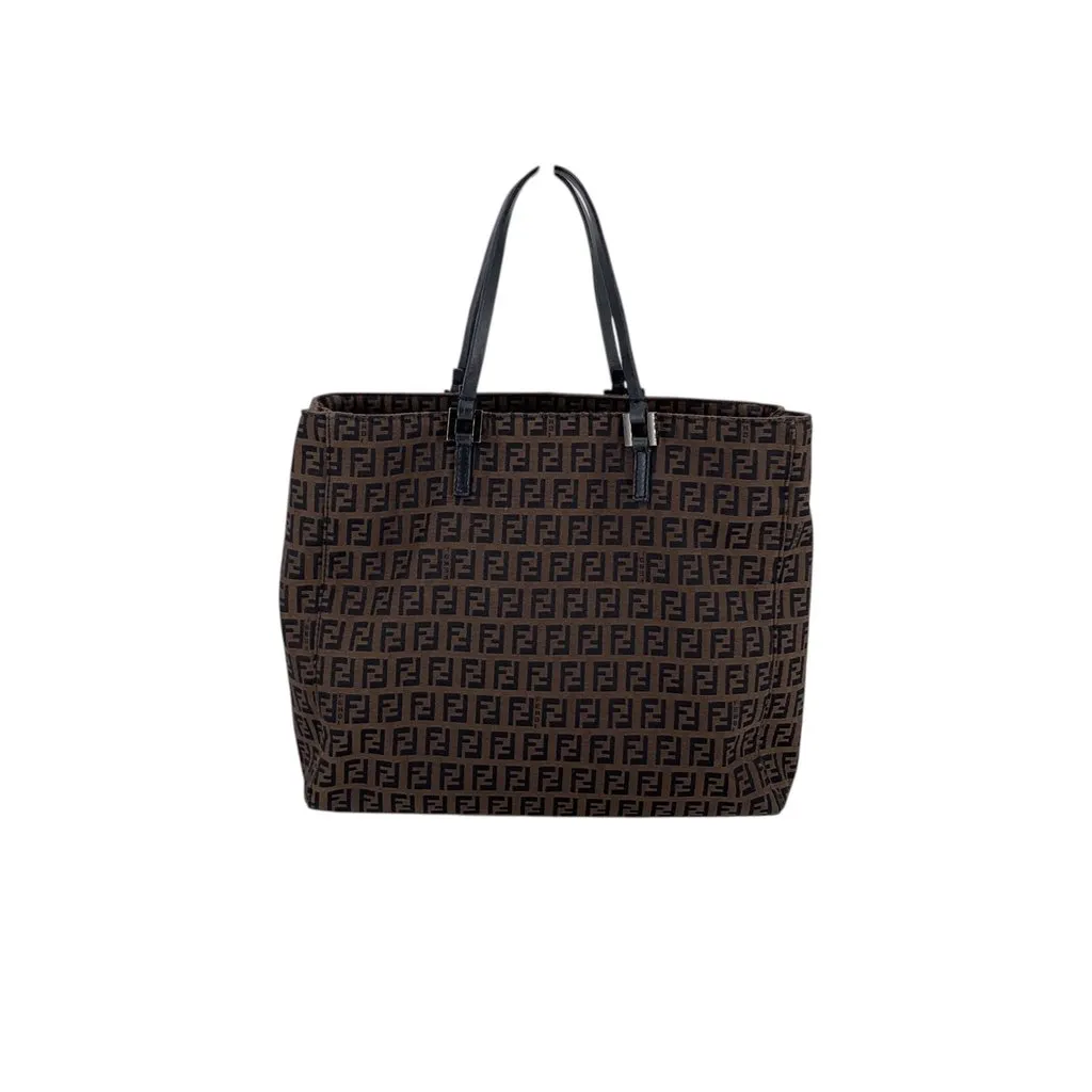 Fendi Tote Bag Vintage Zucchino Black Canvas Good - Inside View