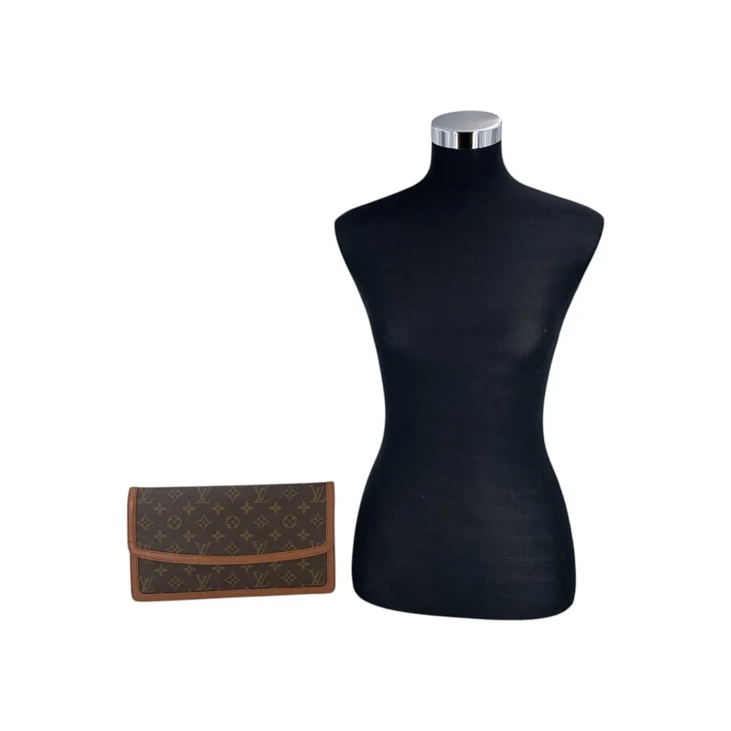 Louis Vuitton Clutch Bag Vintage Pochette Dame GM Brown Canvas Good - Back View