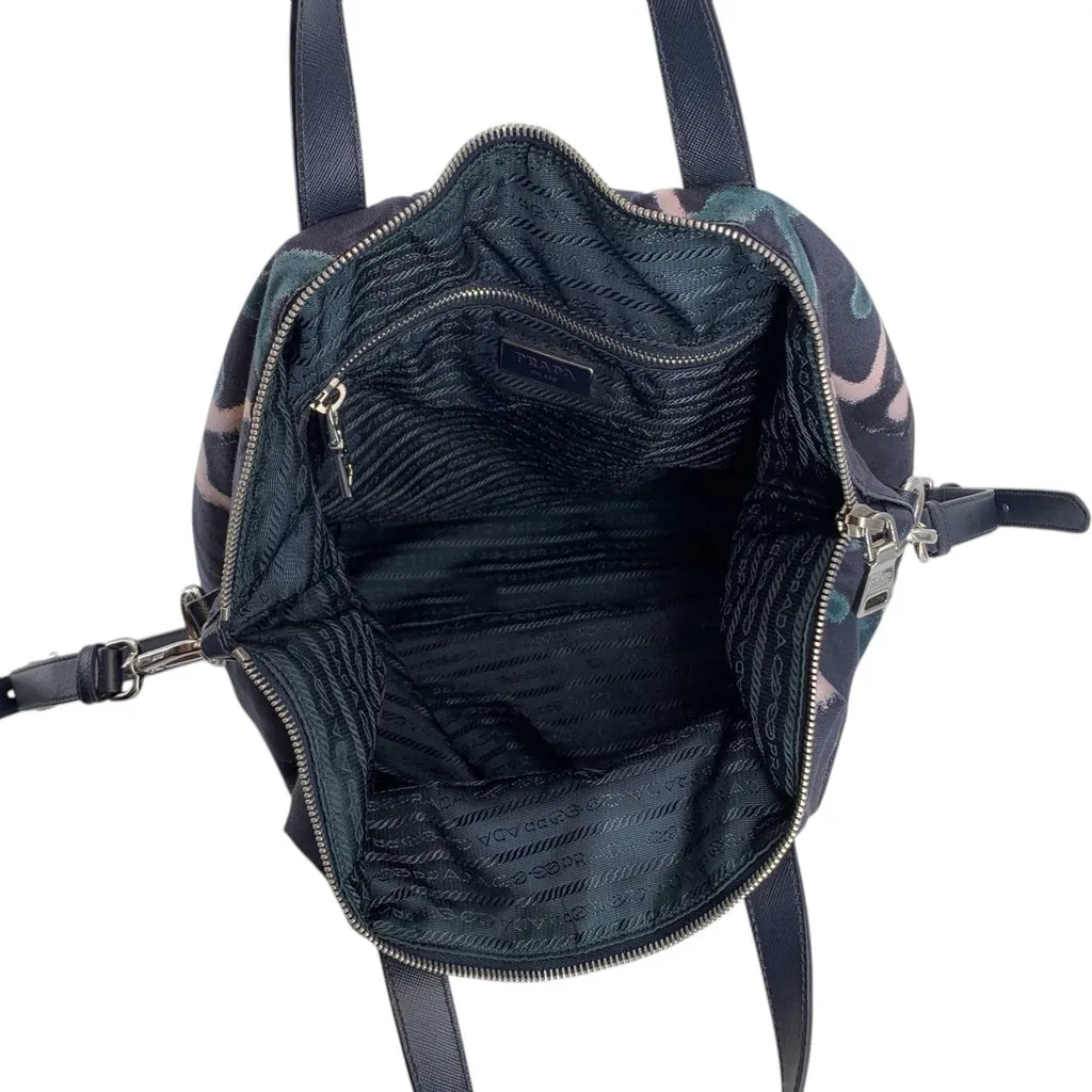 Prada Tote Bag Tessuto Stampato Collection Black Polyamide Good - Box View