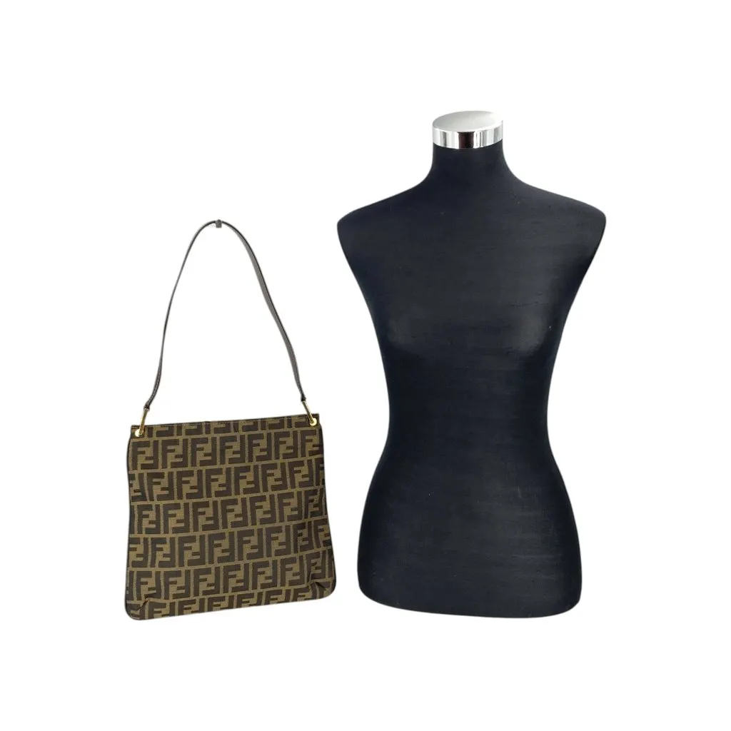 Fendi Shoulder Bag Vintage Zucca Brown Canvas Good - Back View