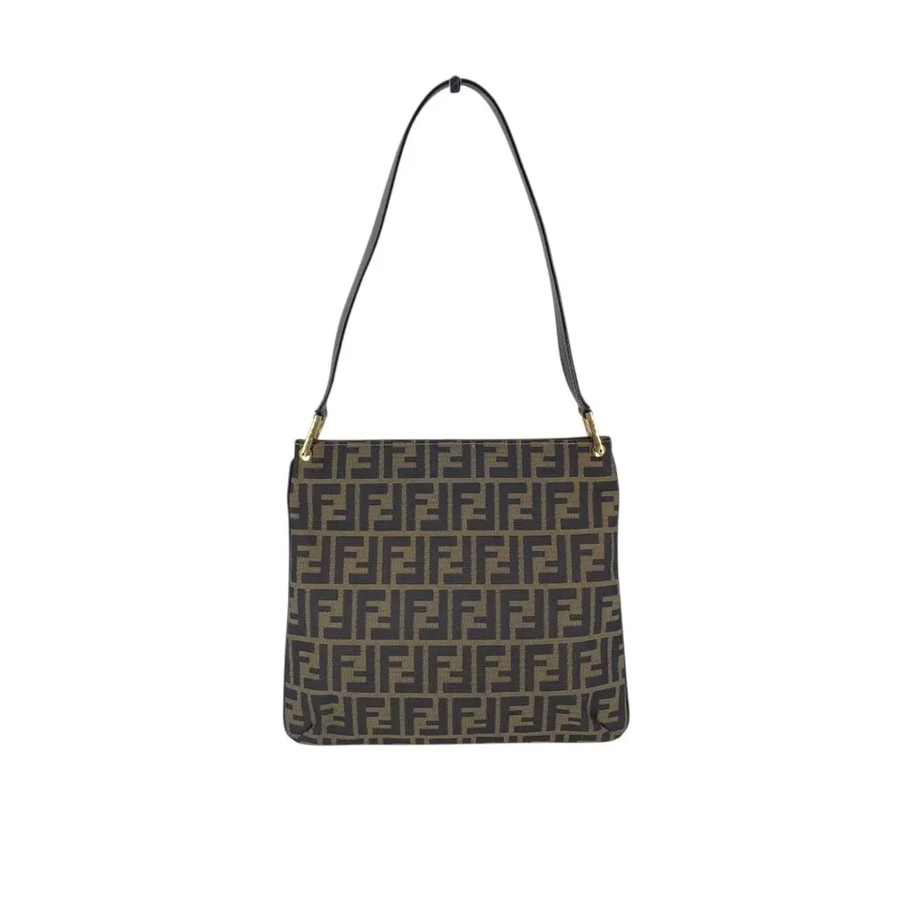 Fendi Shoulder Bag Vintage Zucca Brown Canvas Good - Inside View
