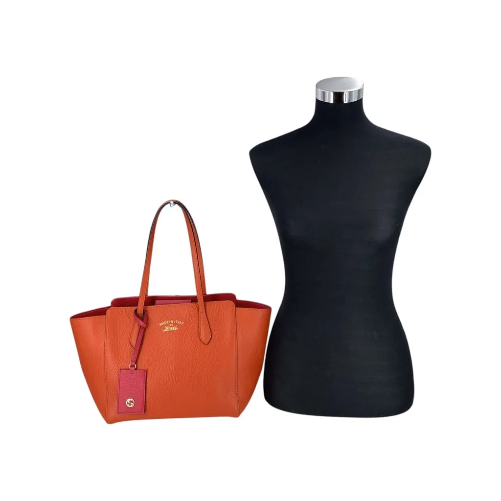 Gucci Tote Bag Swing Red Leather Good - Back View