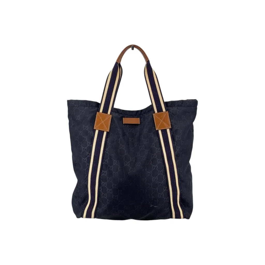 Gucci Tote Bag GG Nylon Black Polyamide Good - Front View