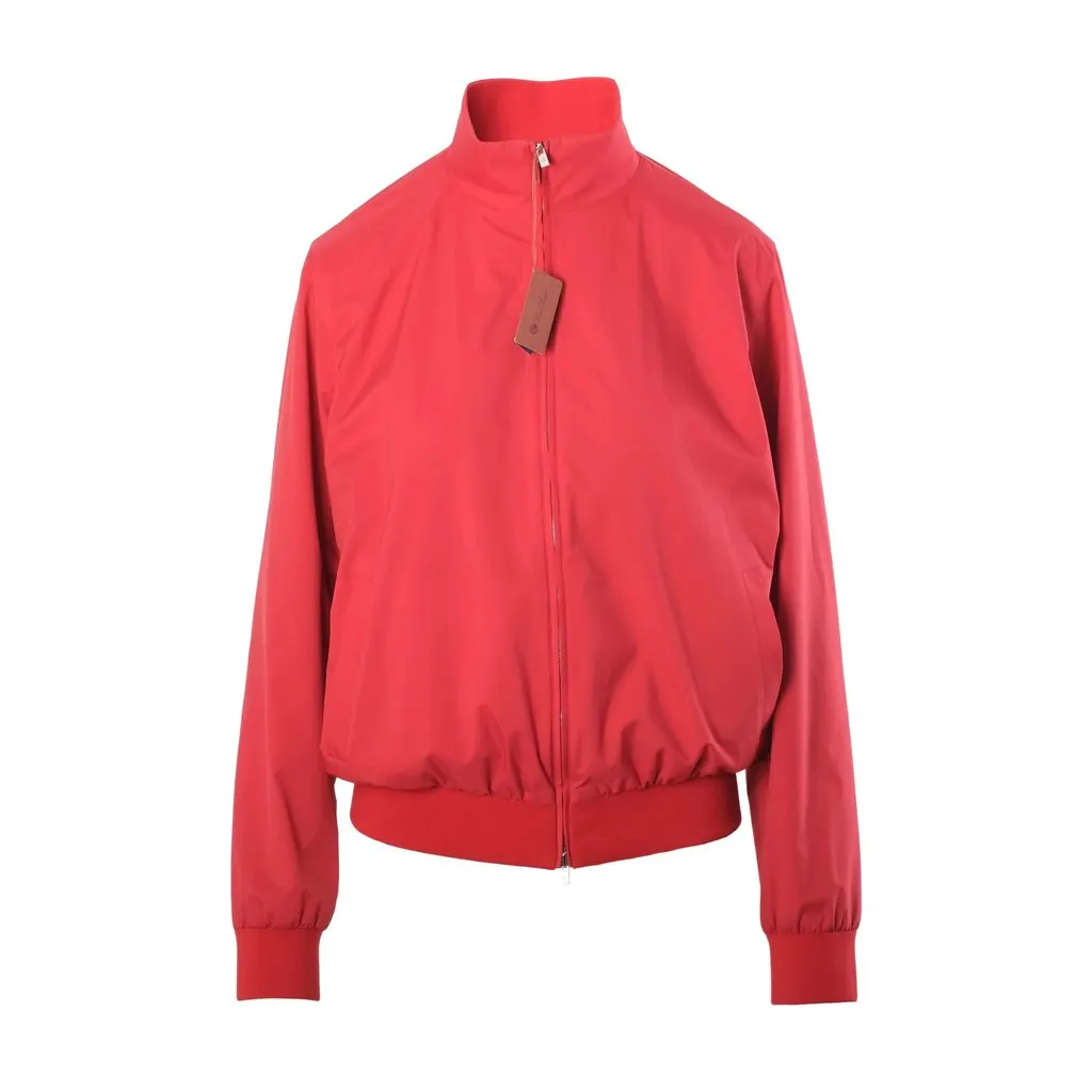 Loro Piana Red Windjersey Reversible Cashmere & Nylon Bomber Jacket - '20s