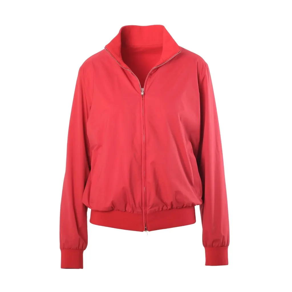 Loro Piana Red Windjersey Reversible Cashmere & Nylon Bomber Jacket - '20s Red Wool Good - Model View
