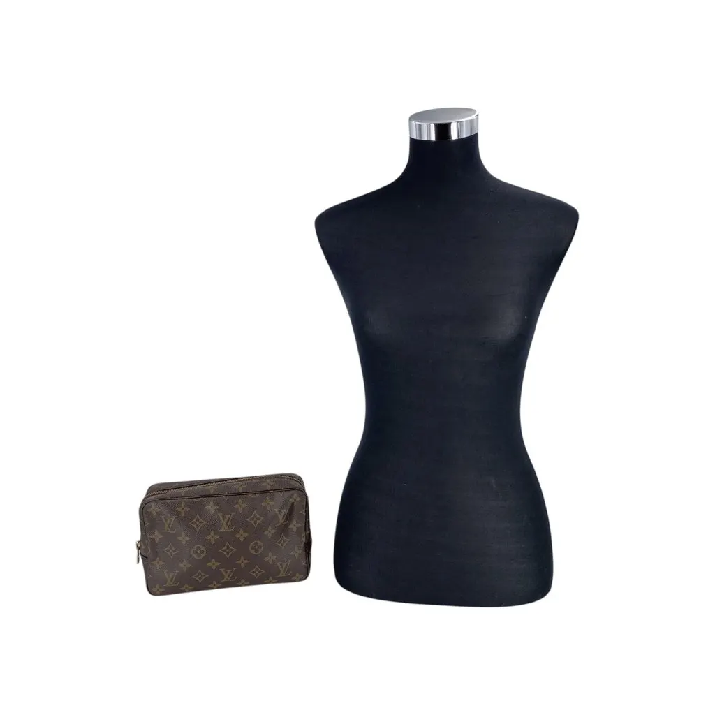 Louis Vuitton Clutch Bag Vintage Trousse de Toilette Brown Canvas Good - Back View