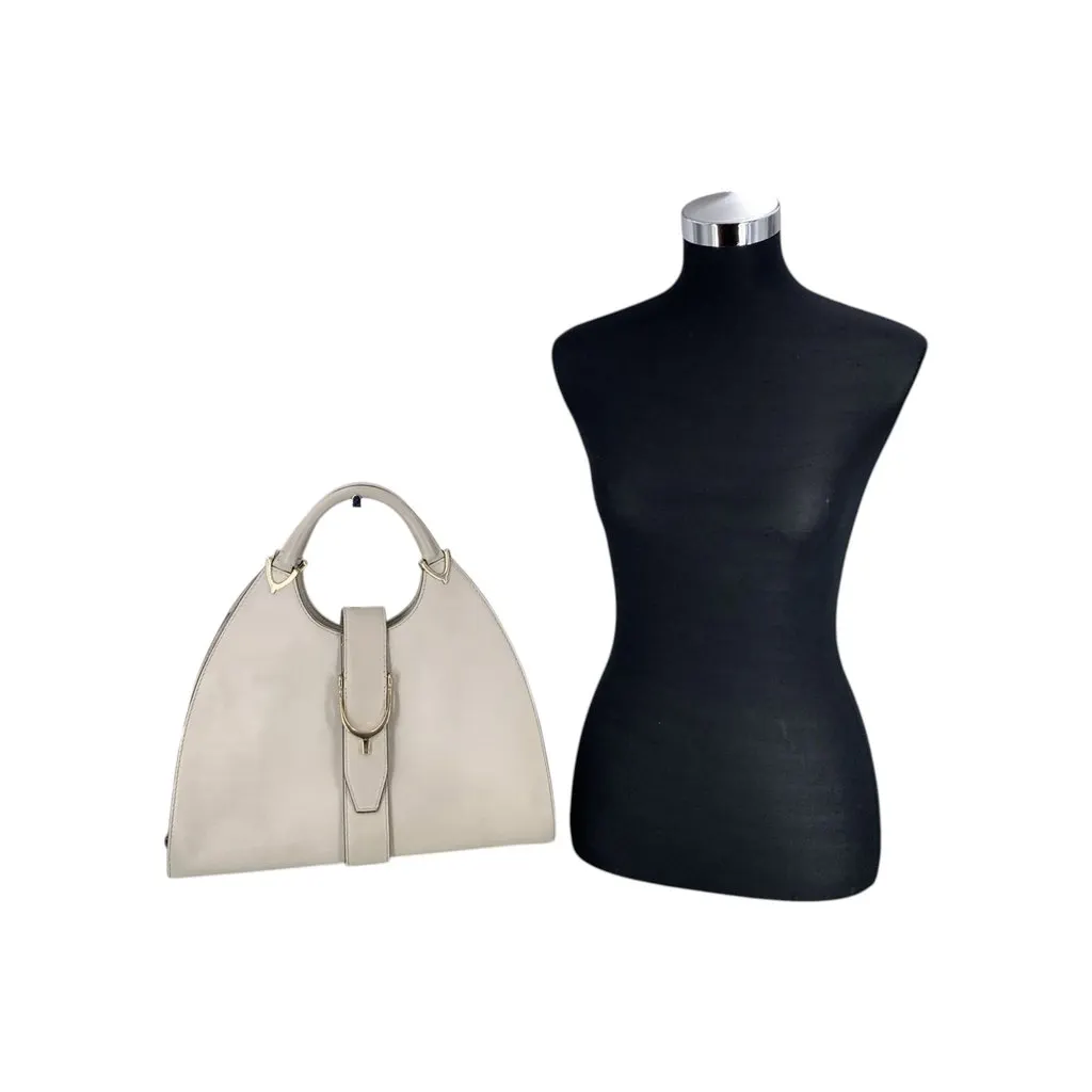 Gucci Handbag Stirrup White Leather Good - Back View