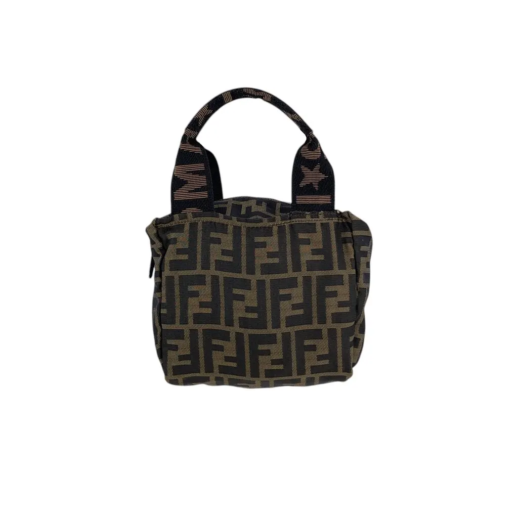 Fendi Handbag Vintage Zucca Brown Canvas Good - Inside View