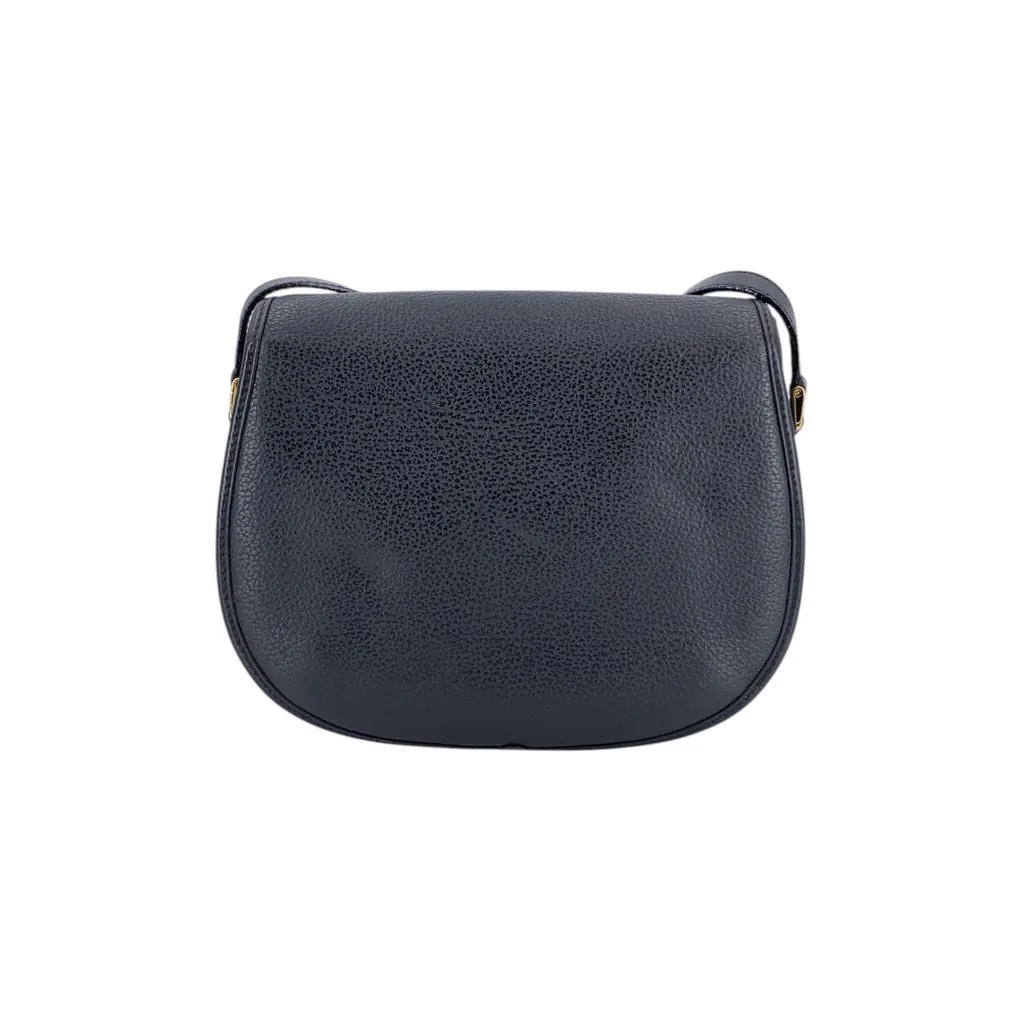 Gucci Crossbody Bag Vintage Black Leather Crest Zipper Pull Black Leather Good - Inside View