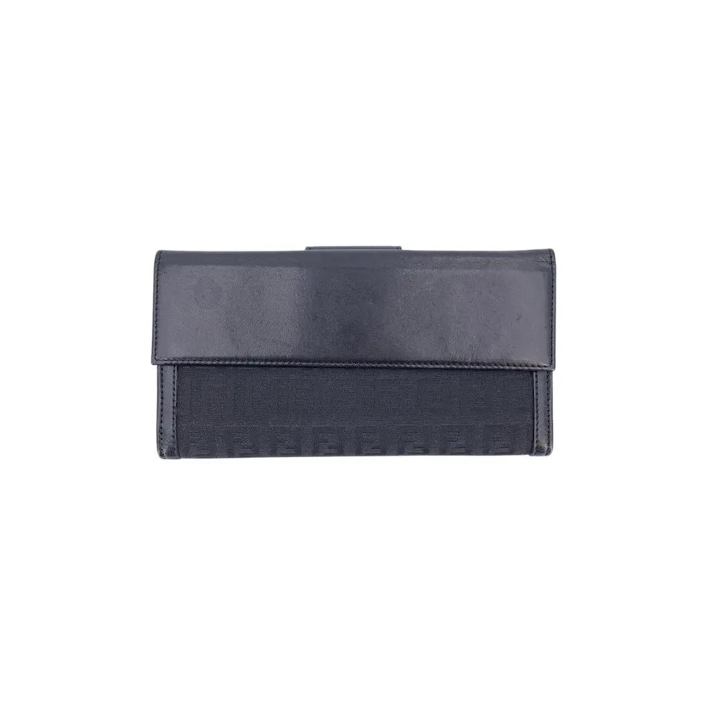 Fendi Wallet Black Canvas Good - Back View