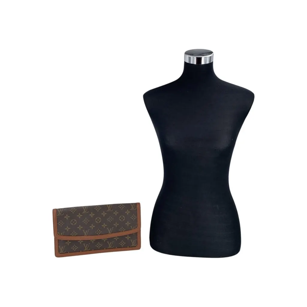 Louis Vuitton Clutch Bag Vintage Pochette Dame GM Brown Canvas Good - Back View