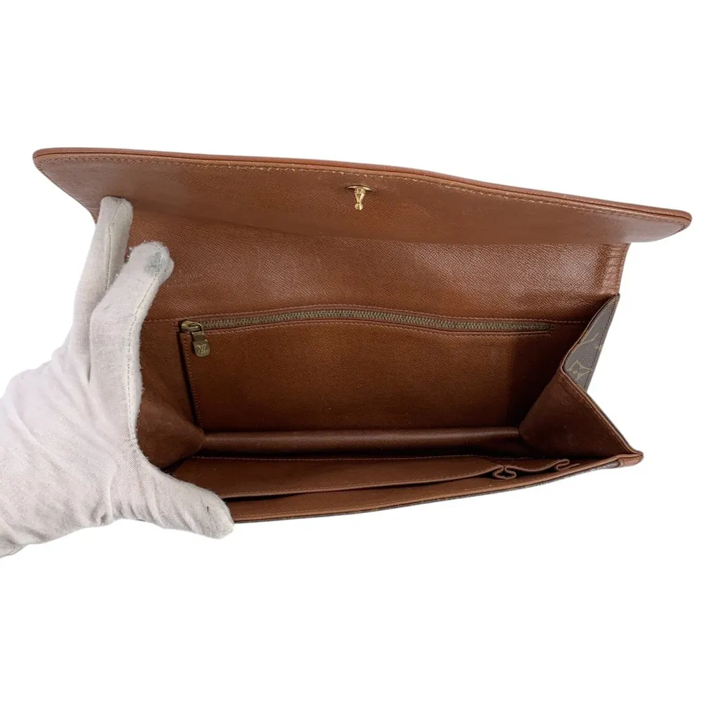 Louis Vuitton Clutch Bag Vintage Pochette Dame GM Brown Canvas Good - Box View