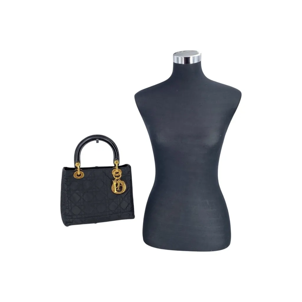 Dior Handbag Vintage Lady Dior Black Polyamide Good - Back View