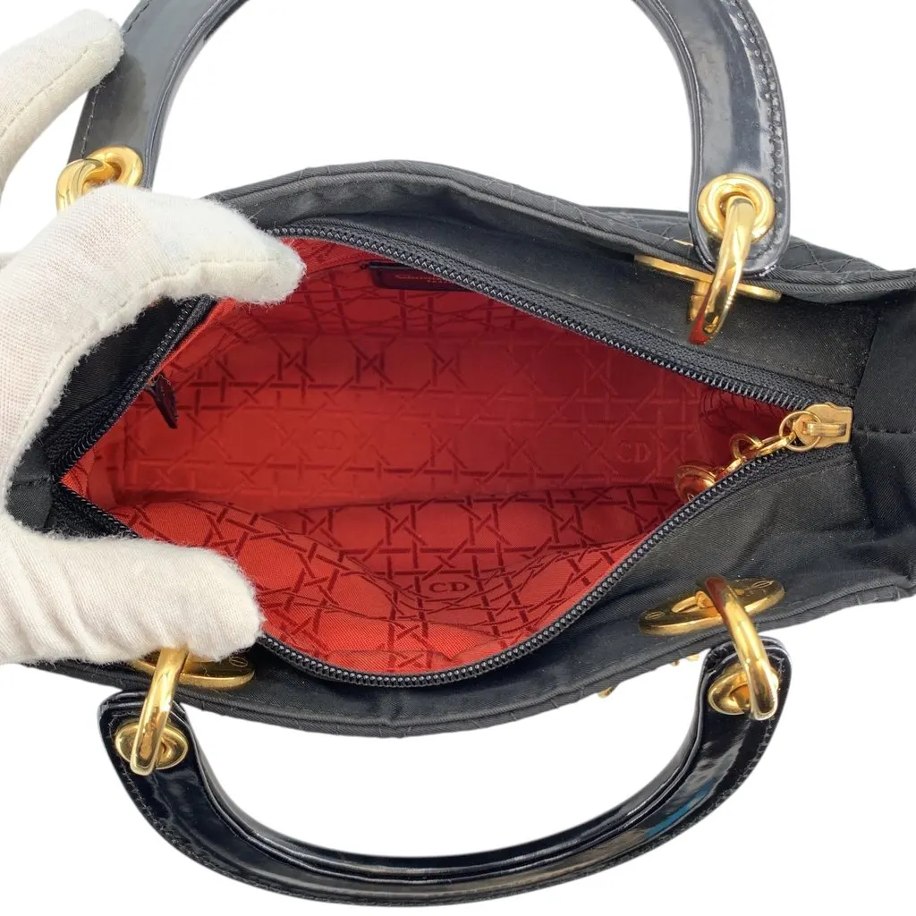 Dior Handbag Vintage Lady Dior Black Polyamide Good - Box View