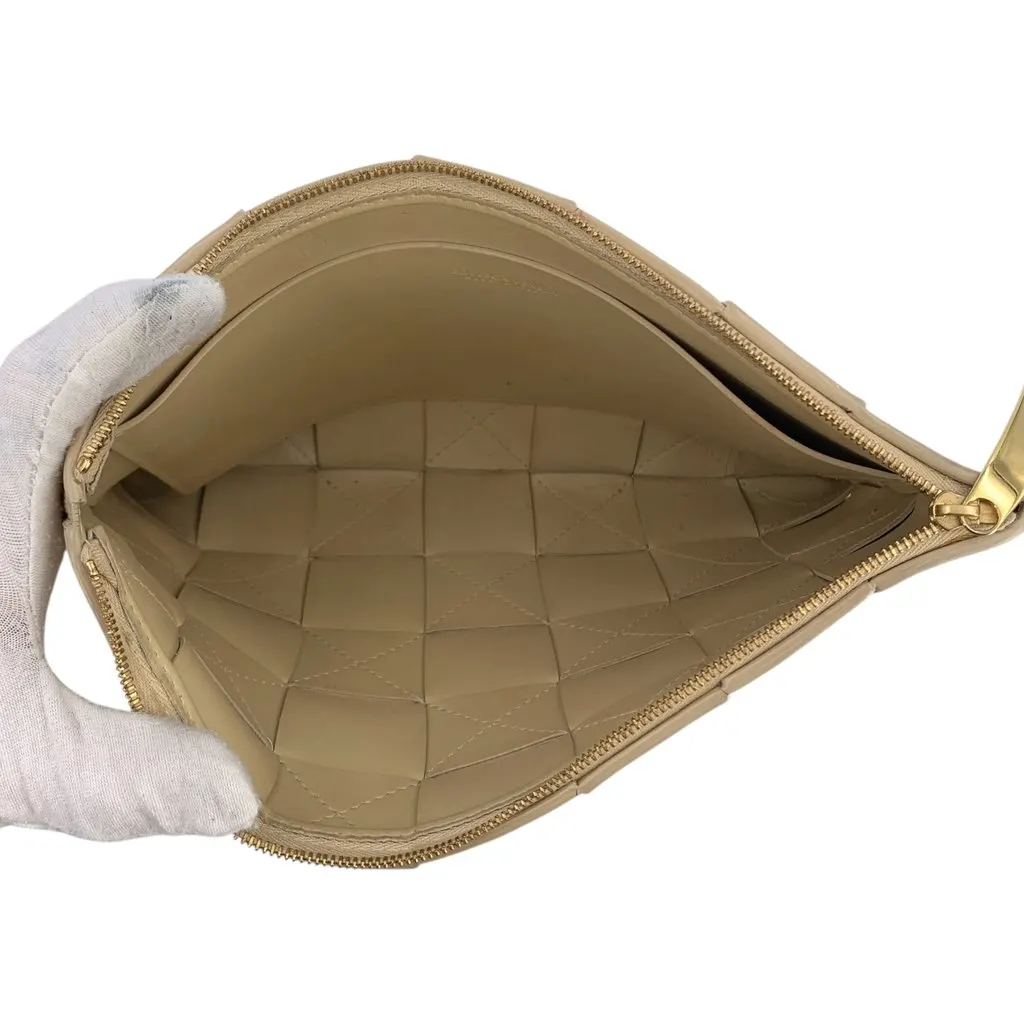 Bottega Veneta Clutch Bag Intrecciato Leather Beige Leather Good - Box View