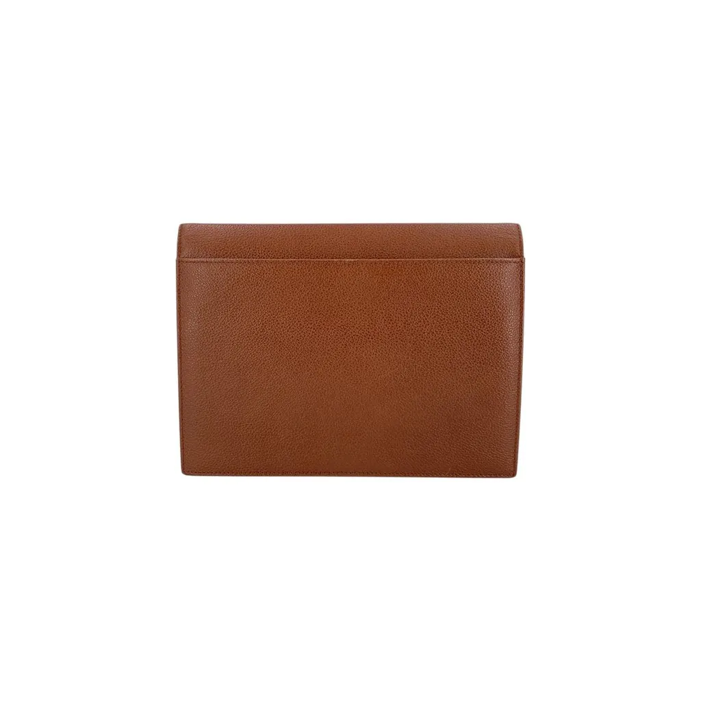 Saint Laurent Clutch Bag Vintage Scalloped Envelope Clutch Brown Leather Good - Inside View