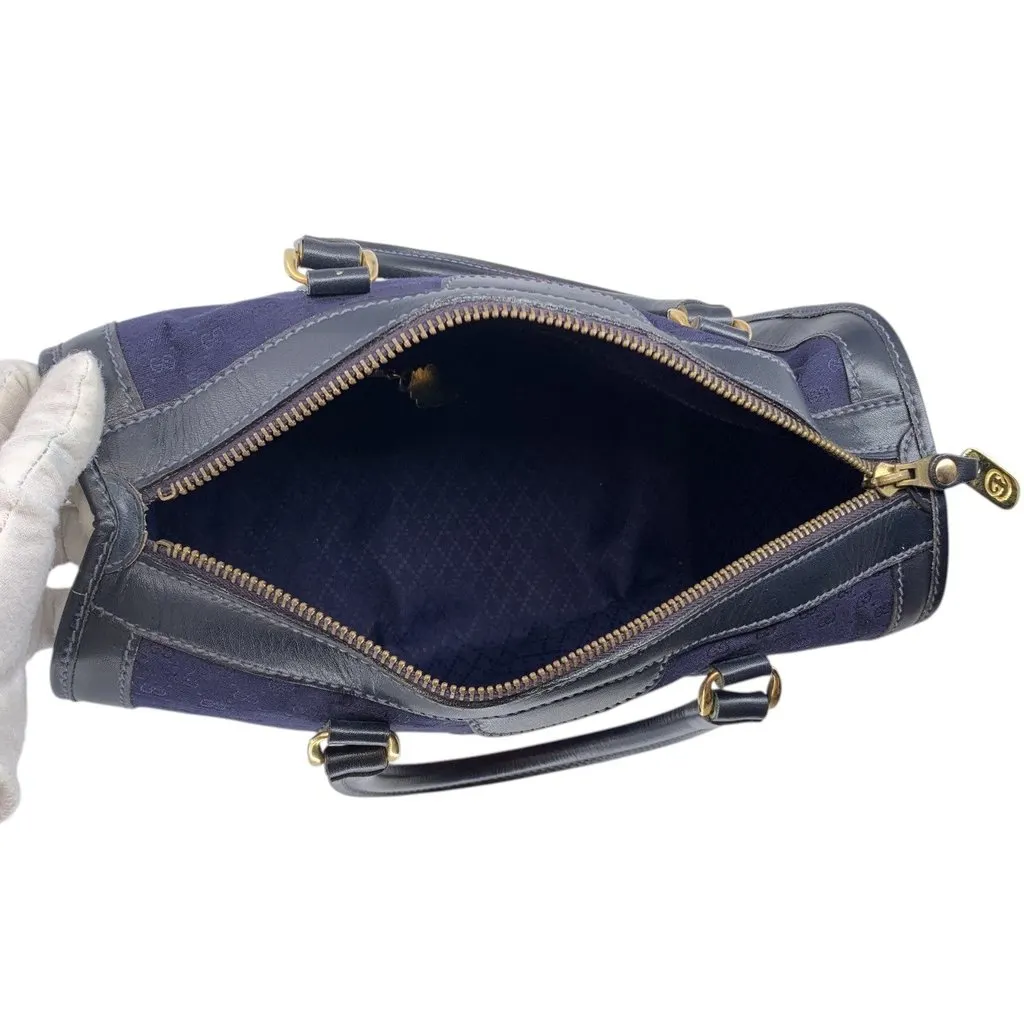 Gucci Handbag Vintage Boston Navy Canvas Good - Box View