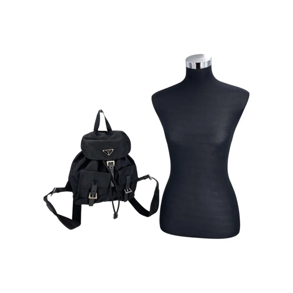 Prada Backpack Vintage Nylon Small Backpack Black Polyamide Good - Back View