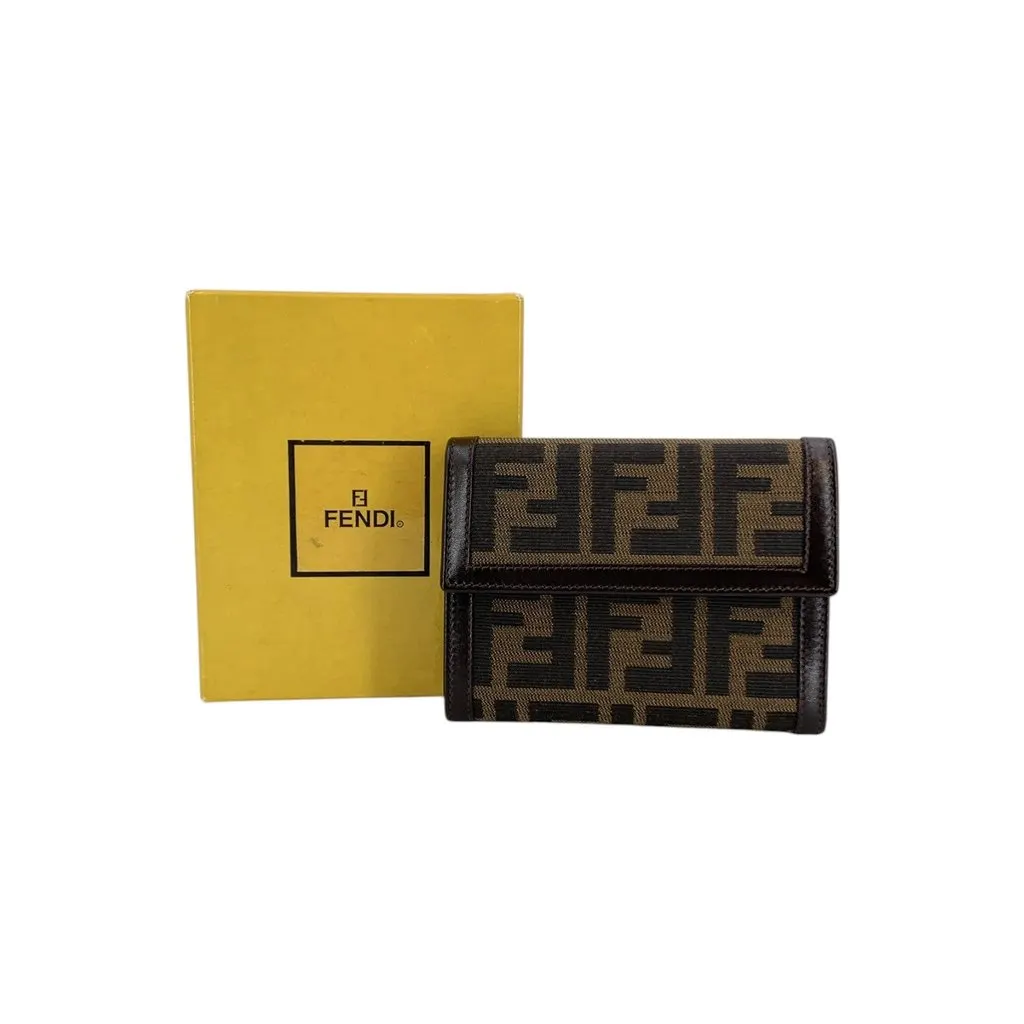 Fendi Wallet Brown Canvas Good - Back View