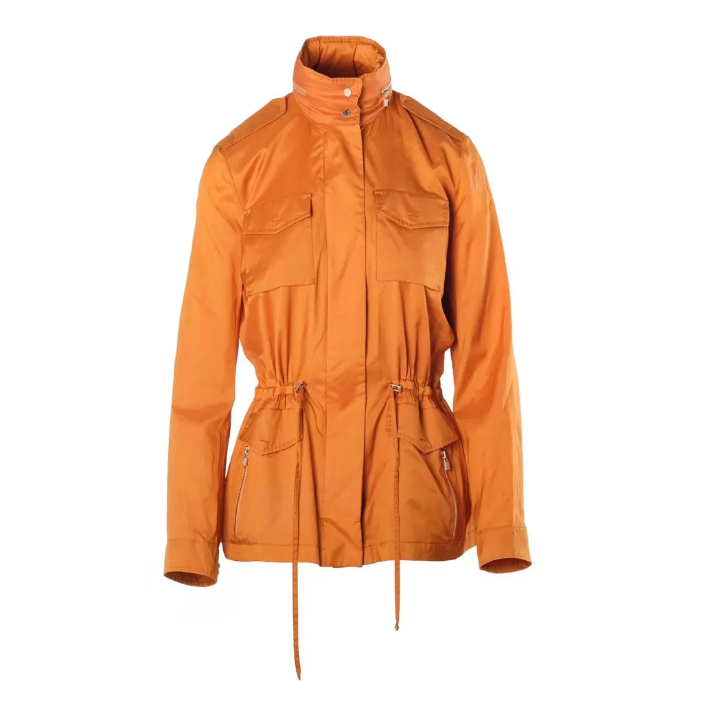 Loro Piana Orange Silk Hooded Safari Jacket - '00s
