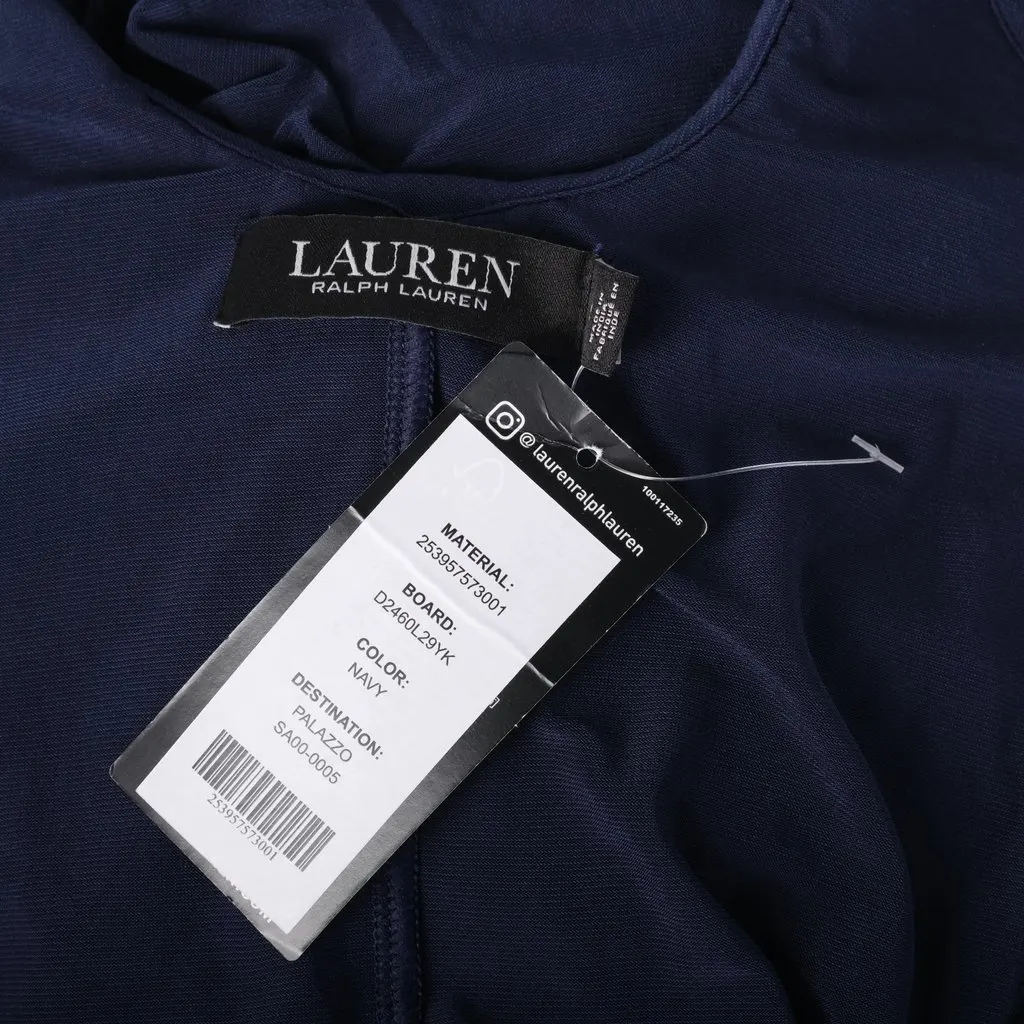Ralph Lauren Navy Beaded Mesh Cross-Back Gown - '20s Navy Good - Box View