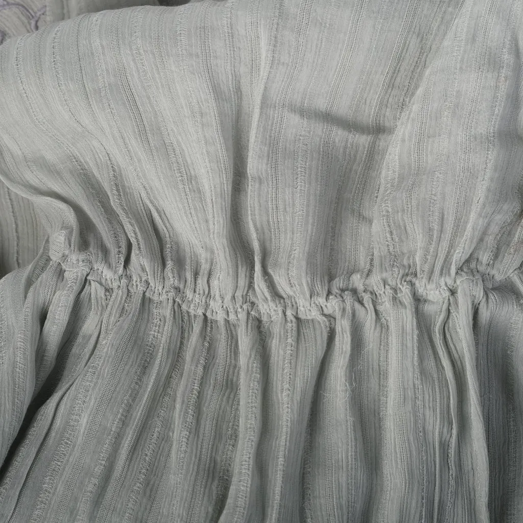 Unsigned Kristina Ti Sage Grey Embroidered Cotton and Silk Dress - '10s Grey Cotton Good - Box View