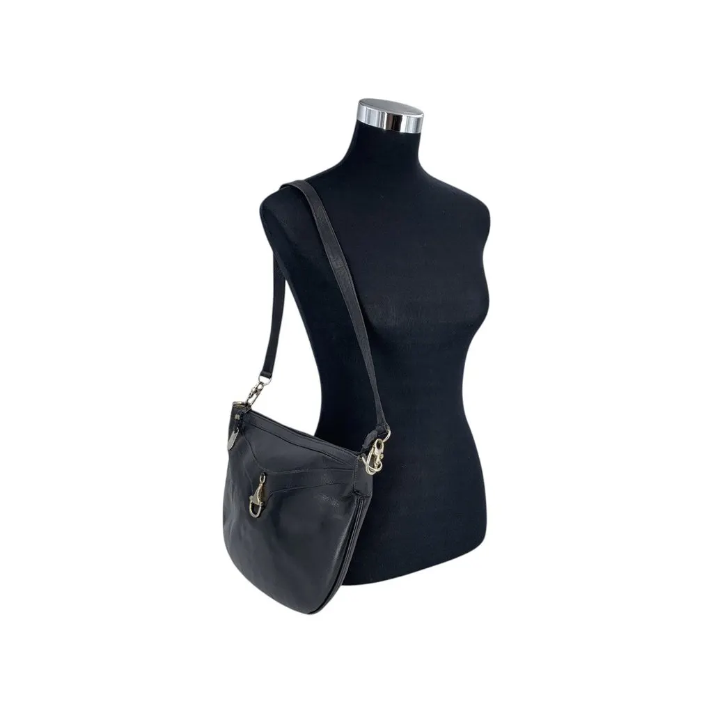 Gucci Shoulder Bag Vintage Stirrup Black Leather Good - Back View