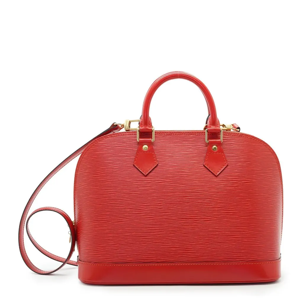Louis Vuitton Handbag Vintage Alma Red Leather Good - Back View